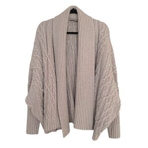 DONNA KARAN Cashmere Cable Knit Cardigan Sweater Gray M/L